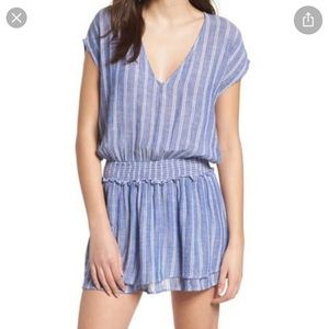 Rails, blue smocked mini dress w/ white stripes.